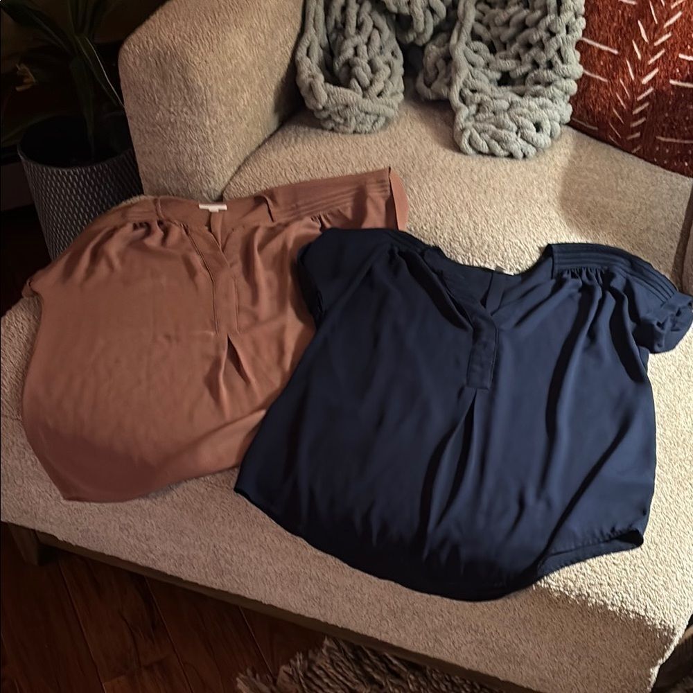 Charter Club Women's Blouses - Navy and Tan